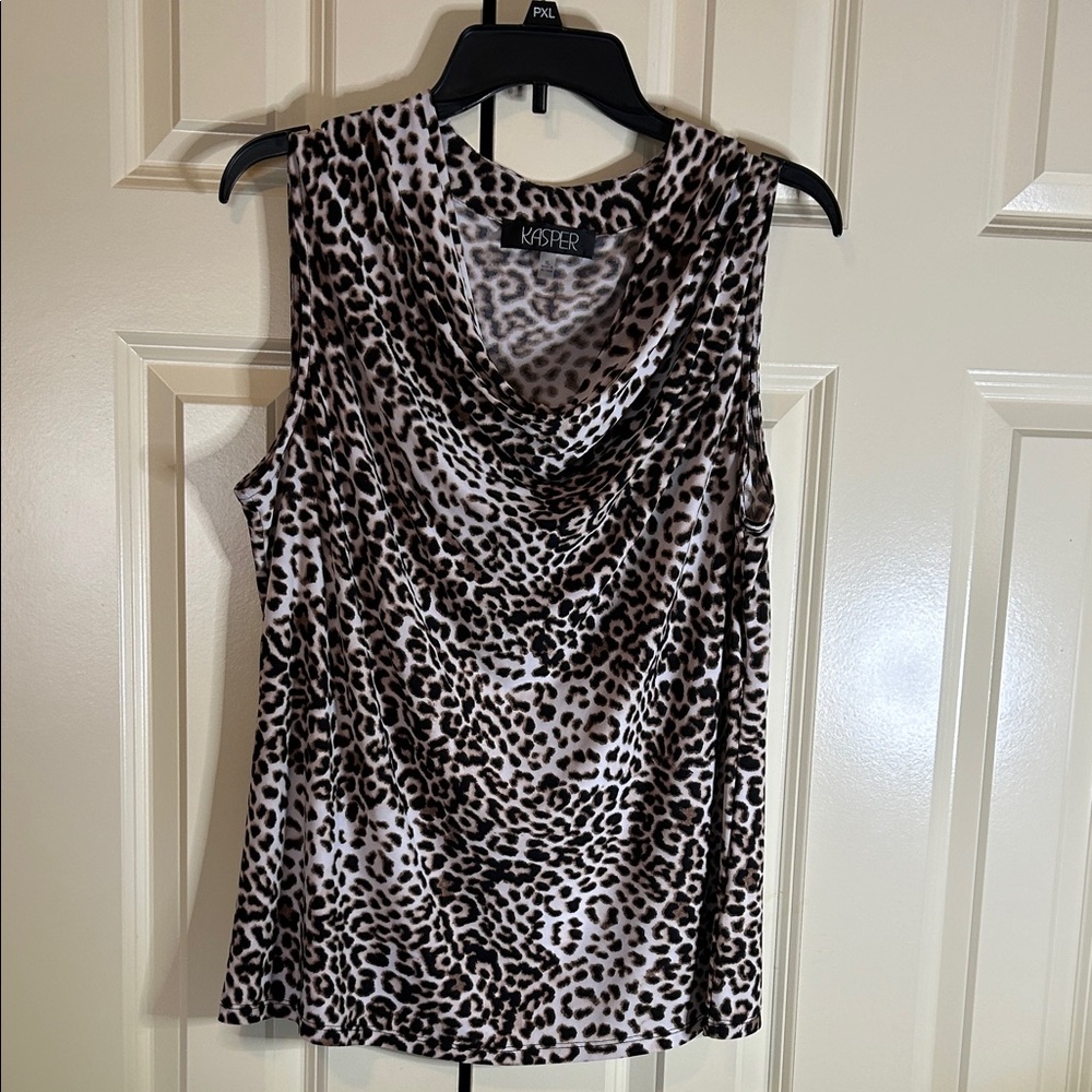 Kasper Women's Animal Print Cowl Neck Blouse